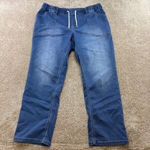 St. 1946 Denim Womens 16W Hi-Rise Blue Drawstring Elastic Waist Straight Jeans